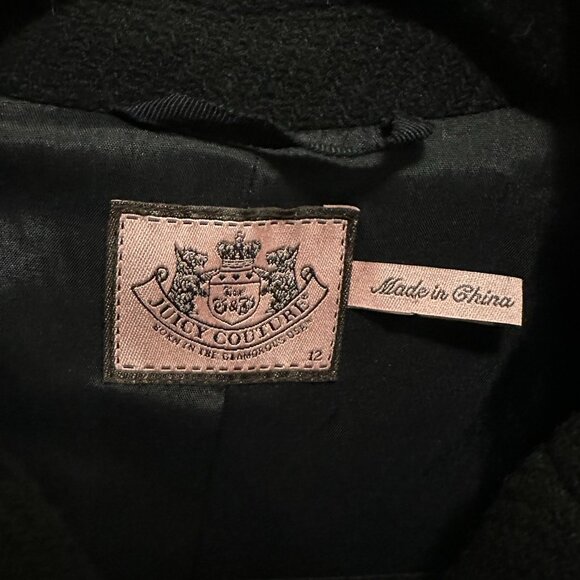 Juicy Couture Black Wool Overcoat with Gold Button - Picture 3 of 5